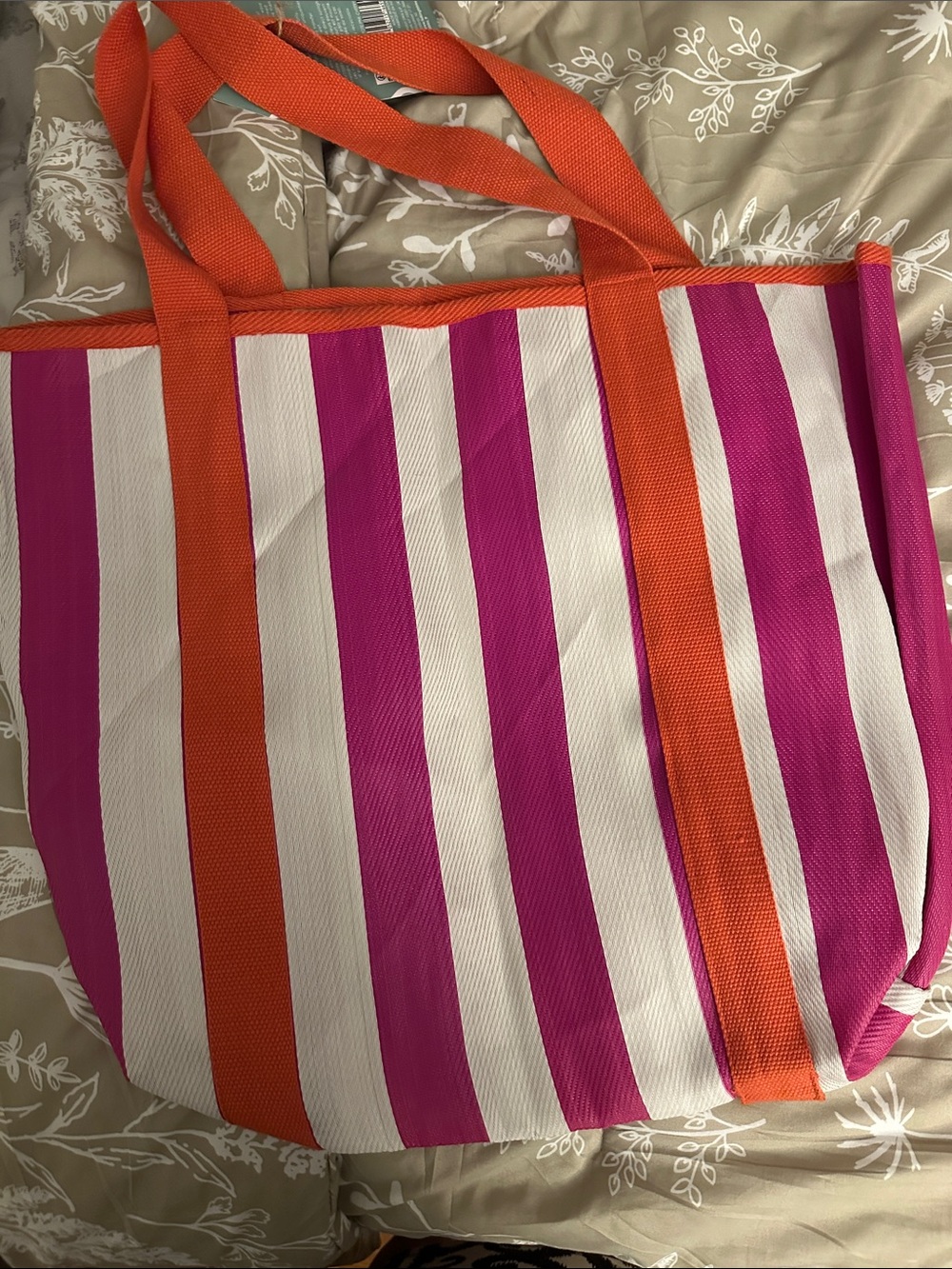 Talking Tables Pink & White Stripe Cherry Tote Bag - Picture 2 of 3